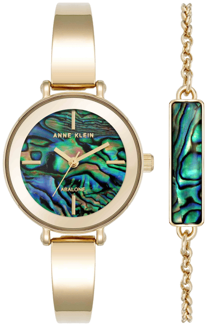 Round Gemstone Bangle Watch Set
