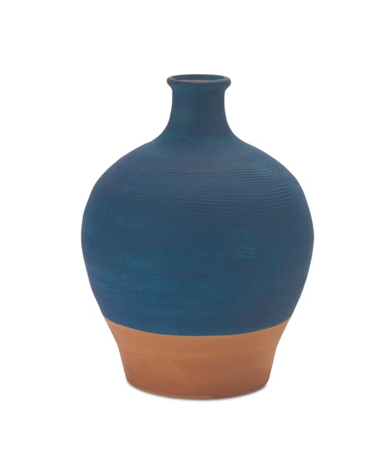 Ceramic Vase With Terra Cotta Accent 8.5"h