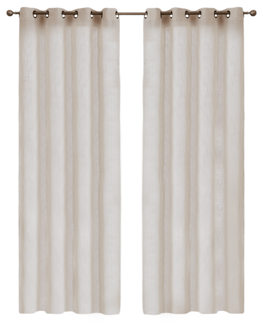 Abbey Faux Linen Textured Semi Sheer Privacy Sun Light Filtering Transparent Window Grommet Long Thick Curtains Drapery Panels for Bedroom & Li