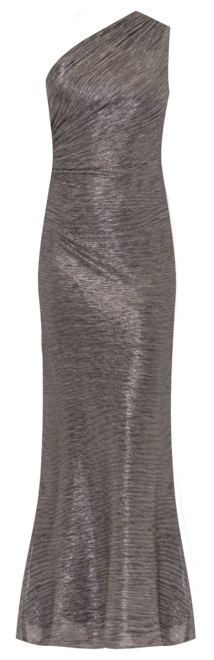 Betsy & Adam Women's Metallic One-Shoulder Sleeveless Gown