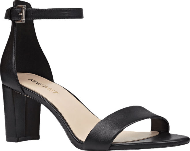 (取寄) ナインウエスト レディース プルース ブロック ヒール サンダル Nine West women  Pruce Block Heel Sandal Black Sleek Patent PU Nine West Women's Pruce High Block Heel Dress Sandals - Macy's