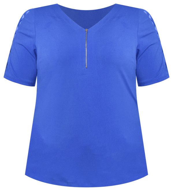 Plus Size Short Sleeve Quarter Zip Top