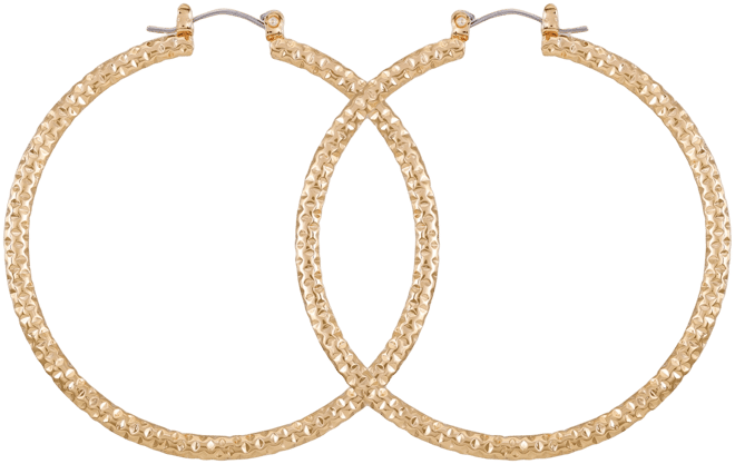 Gold-Tone Large Diamond-Cut Textured Hoop Earrings, 2.12"