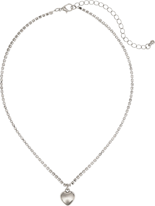 Dauplaise Jewelry Heart Pendant Rhinestone Chain Necklace