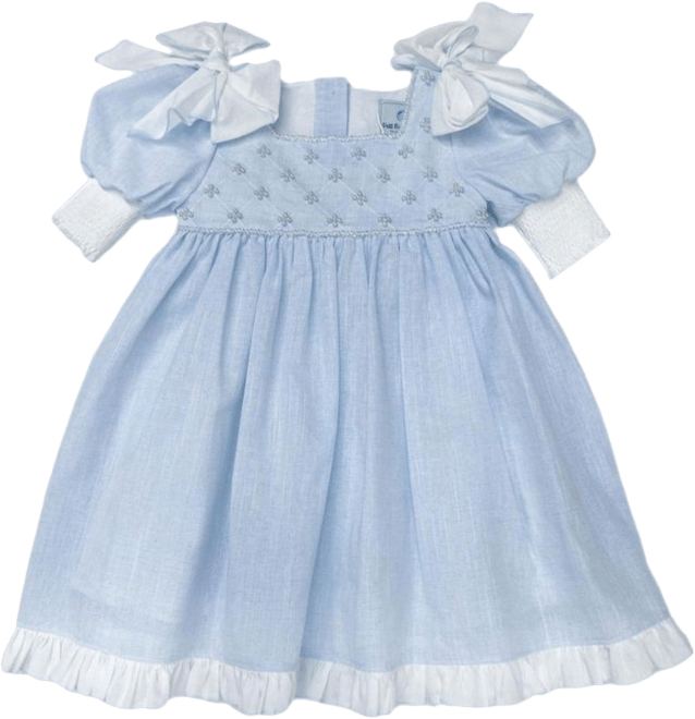 knee length dresses for ladies Natural Linen Floral Embroidered Dress w/ Bloomer 6-9M