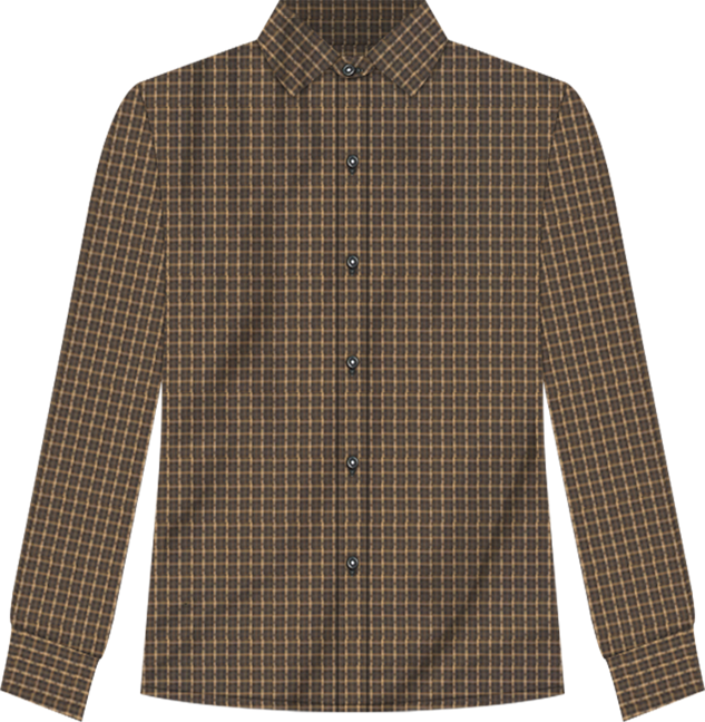 Men's Brown & Gold Slim-Fit Dress Shirt