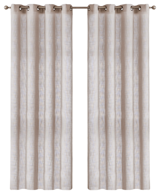 Abbey Faux Linen Textured Semi Sheer Privacy Sun Light Filtering Transparent Window Grommet Curtain Panels, Set of 2
