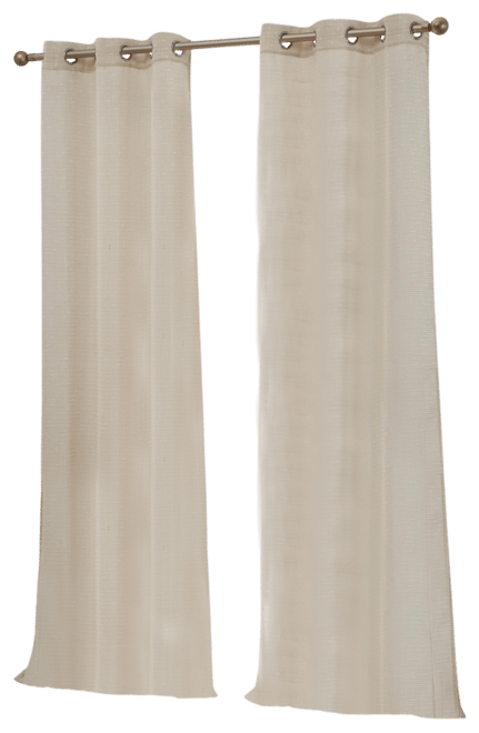 Emily Faux Linen Semi Sheer Light Filtering Transparent Grommet Lightweight Window Curtains Drapery Panels, 2 Panels