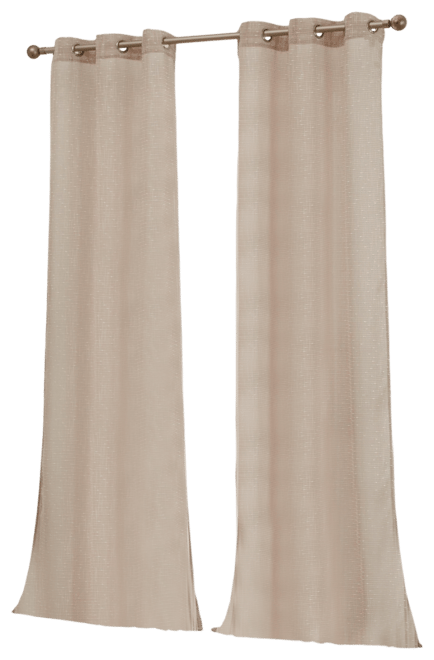 Emily Faux Linen Semi Sheer Light Filtering Transparent Grommet Lightweight Window Curtains Drapery Panels, 2 Panels