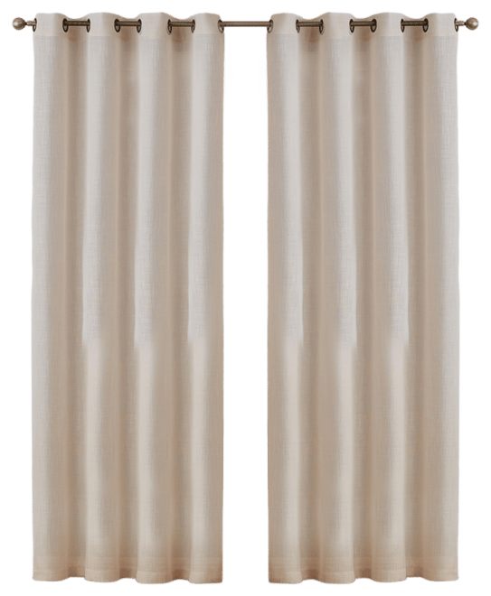 Abbey Faux Linen Textured Semi Sheer Privacy Sun Light Filtering Transparent Window Grommet Long Thick Curtains Drapery Panels for Bedroom & Li