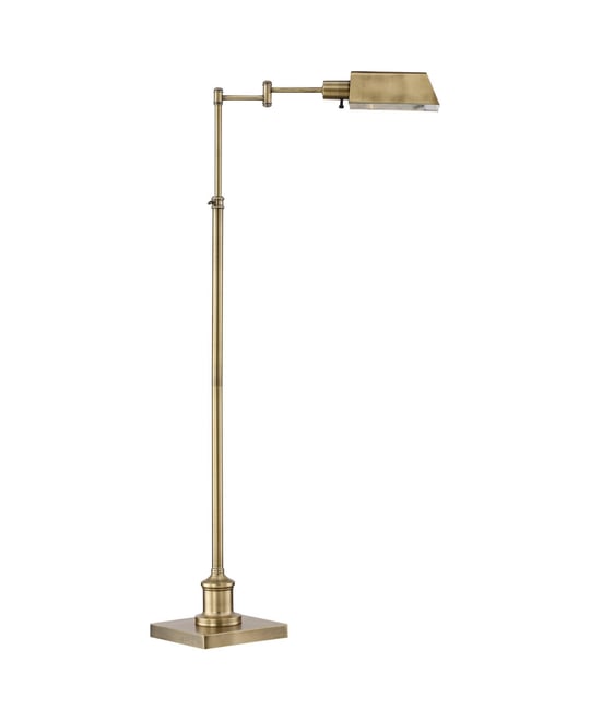 Industrial Adjustable Swing Arm Pharmacy Floor Lamp with Usb Charging Port 54" Tall Aged Brass Living Room Reading