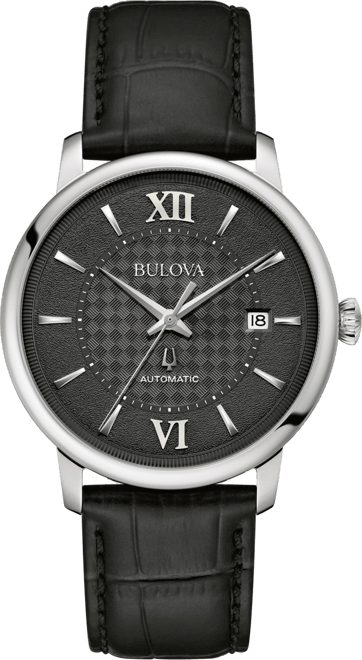 Unisex Automatic Hudson Black Leather Strap Watch 39mm