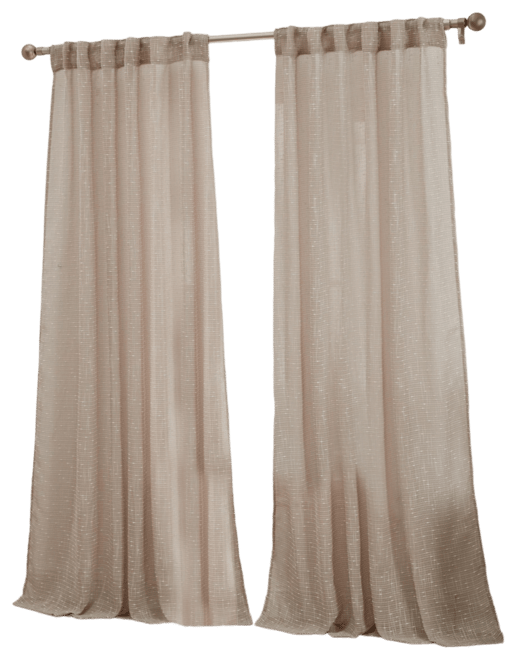 Emily Faux Linen Semi Sheer Transparent Rod Pocket Back Tab Lightweight Window Curtains Wide Panels, Pair