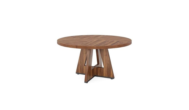Round Dining Table Wood Kitchen Table, 47 inch Dining Room Tables for 4 People, Farmhouse Dinner Table with Wooden Table Top and Legs