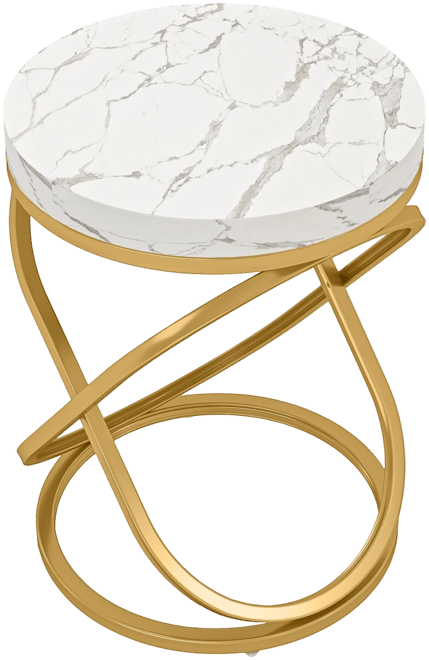 26 Inches Brown and Black End Tables Living Room, Round Nightstands Sofa Side Table with Double X-Shaped Ring Unique Design for Bedroom