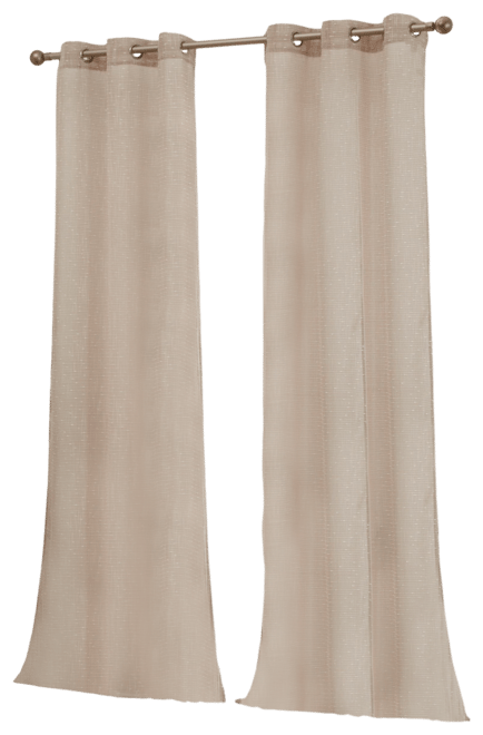 Emily Faux Linen Semi Sheer Light Filtering Transparent Grommet Lightweight Window Curtains Drapery Panels, 2 Panels