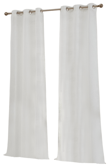 Emily Faux Linen Semi Sheer Light Filtering Transparent Grommet Lightweight Window Curtains Drapery Panels, 2 Panels