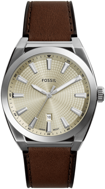 Men's Everett Three-Hand Date Brown Leather Watch 42mm