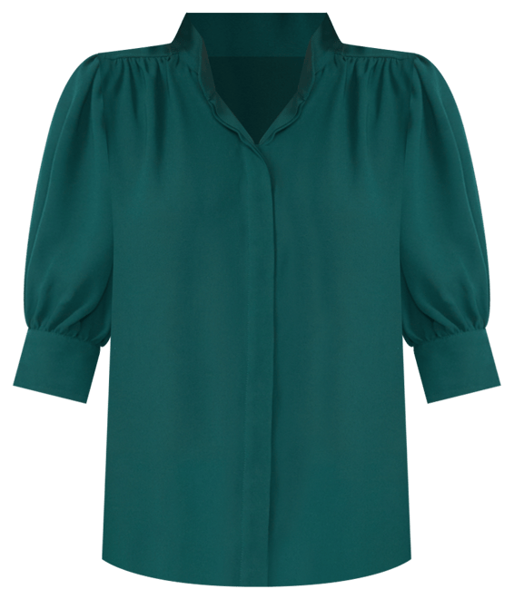 Women's 3/4-Sleeve Collared Button Down Top