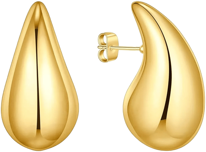 18K Gold Plated or Silver Plated Extra Large Teardrop Stud Earring