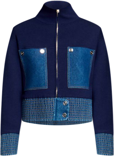 Sandro Vancouver Denim Trim Knit Jacket | Bloomingdale's Sandro Vancouver Denim Trim Knit Jacket | Bloomingdale's