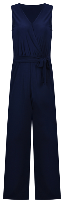 Petite Short Sleeveless Belted Jumpsuit