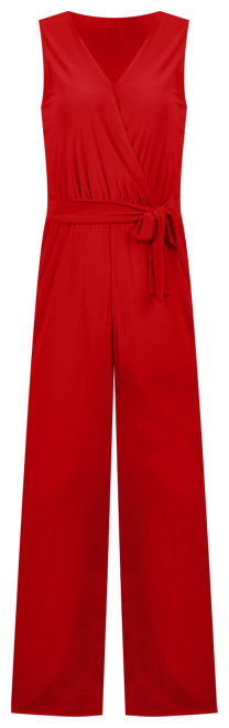 Petite Short Sleeveless Belted Jumpsuit