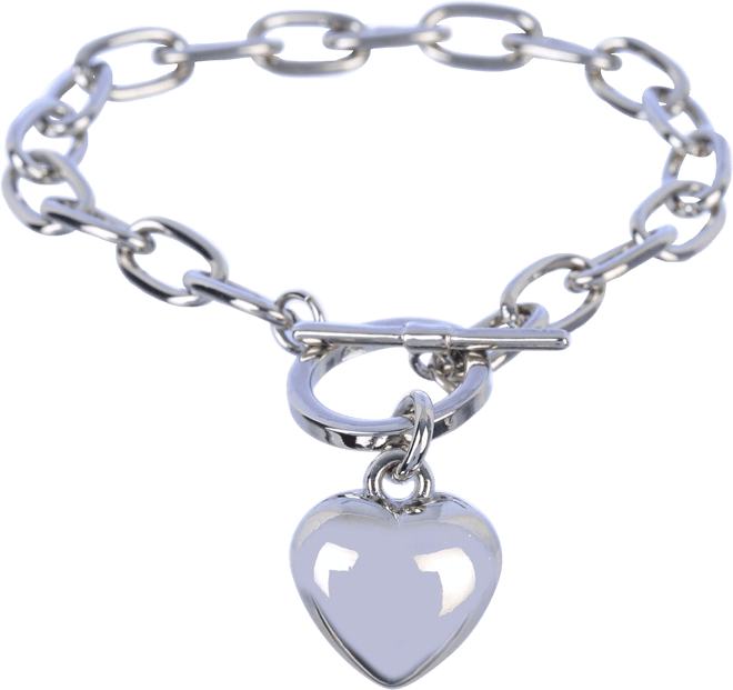Dauplaise Jewelry Chain Link Silver Heart Bracelet