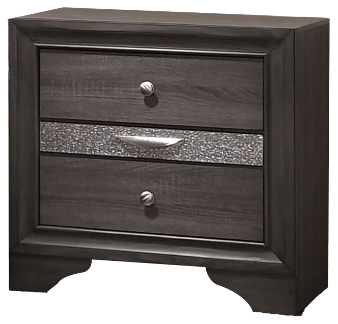 Simplie Fun Contemporary Silver Nightstand with Hidden Jewelry Drawer
