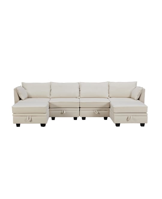 Convertible U-Shape Sectional Sofa with Storage Seat