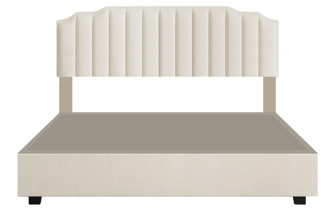 Lift Up Velvet Beige Queen Size Bed