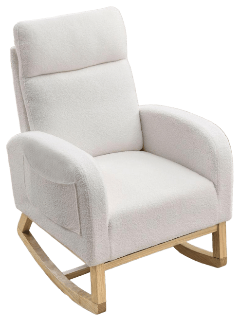 27.6" W Modern Accent High Backrest Living Room Lounge Arm Rocking Chair, Two Side Pocket
