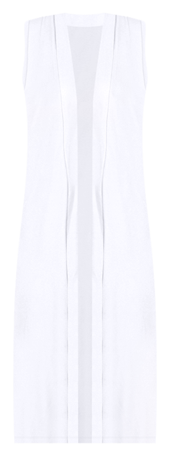 Sleeveless Long with Side Slit Cardigan Vest