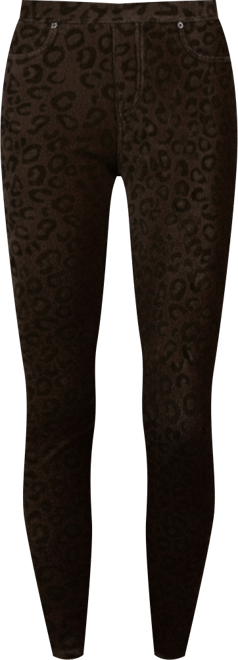 Women's Brown Corduroy Cotton Blend Animal Print Leggings