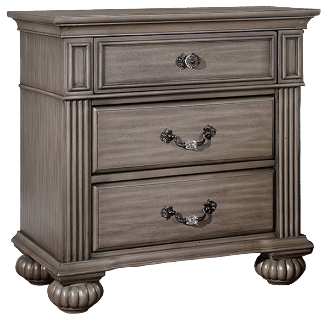 Simplie Fun 1 Piece Nightstand Only Traditional Solid Wood 3-Drawers Ball Bearing Metal Glides Brass