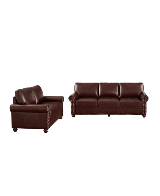 Streamdale Living Room Sofa With Storage Sofa 2+3 Sectional Burgundy Faux Leather