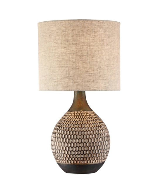 Emma Mid Century Modern Table Lamp with Table Top Dimmer 21" High Wood Brown Finish Ceramic Tan Drum Shade for Living Room Bedroom House Bedside