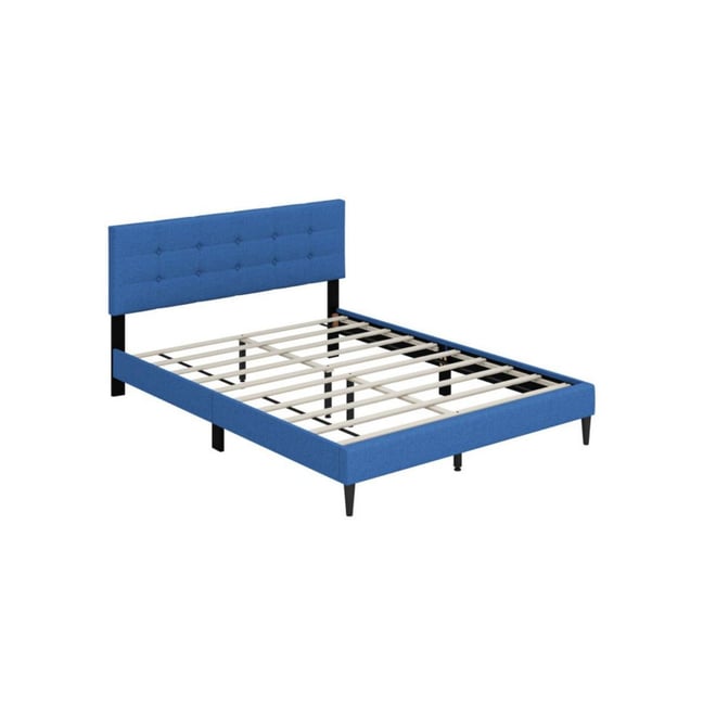 Queen Size Upholstered Platform Bed with Button Tufted Headboard