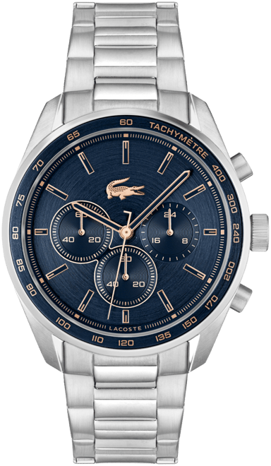 Lacoste Men's Boston Silver Stainless Steel Watch 42mm - Macy's
