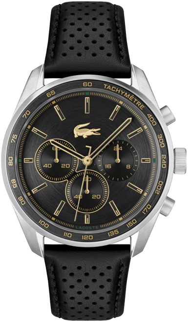 Men's Boston Black Leather Strap Watch 42mm