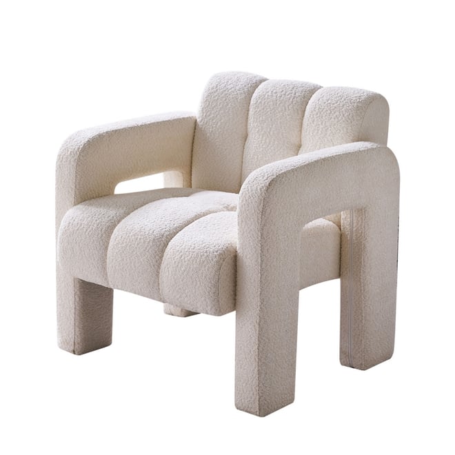 Wide Boucle Upholstered Accent Chair