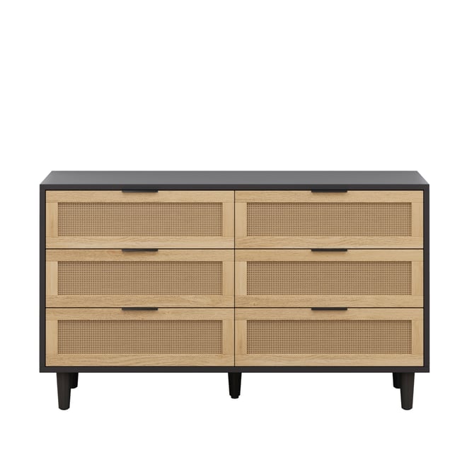 Natural Rattan Dresser with Anti-Tip Design and Ample Storage