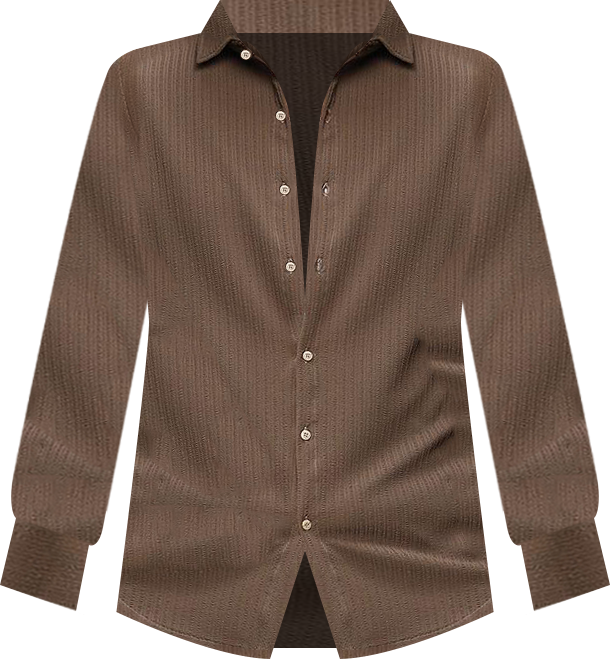 Men's Tan Brown Stripe-Creased Shirt