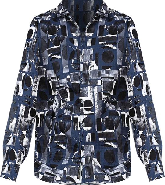 Men's Navy Blue & Midnight Black Abstract Geometric Shirt