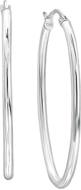 Medium Polished Oval Tube Hoop Earrings in Sterling Silver, 1.1", Created for Macy's