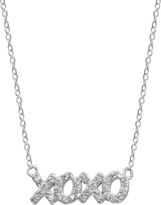 Cubic Zirconia "Xoxo" Nameplate Necklace in Sterling Silver