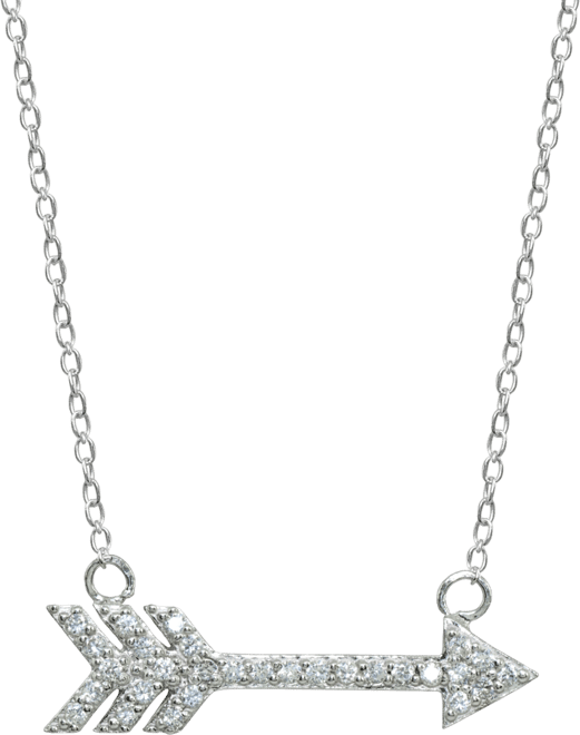 Cubic Zirconia Arrow Necklace in 18k Gold Plated Sterling Silver or Sterling Silver