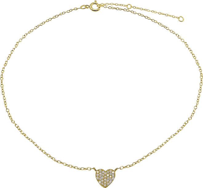 Cubic Zirconia Pave Heart Ankle Bracelet in 18K Gold-Plated Sterling Silver