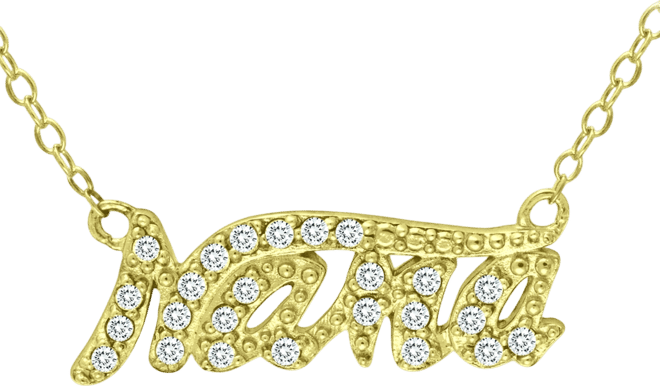 Cubic Zirconia "Nana" Pendant Necklace in 18k Gold-Plated Sterling Silver, 16" + 2" extender, Created for Macy's