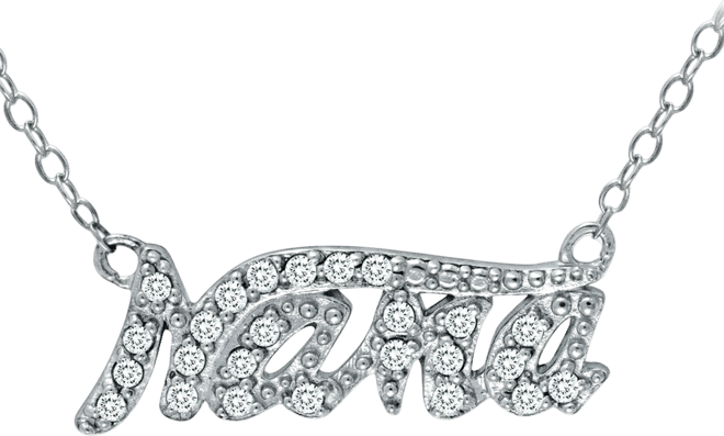 Cubic Zirconia "Nana" Pendant Necklace in Sterling Silver, 16" + 2" extender, Created for Macy's